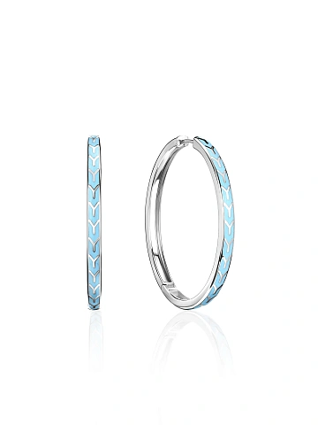 Medium white gold hoops with blue enamel, 1