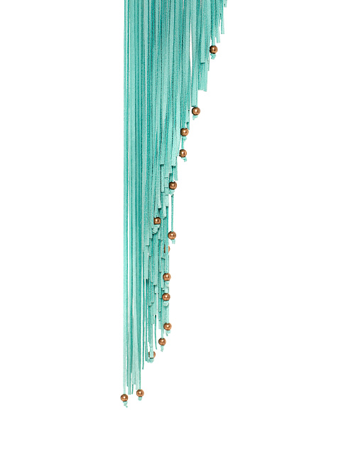 Turquiose Embroidered Fringed Suede Jacket, 4