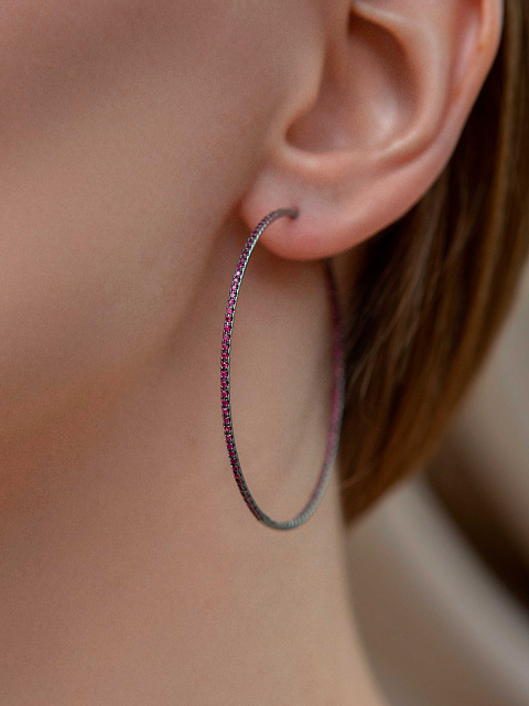 Black Gold & Ruby Hoop Earrings, 2