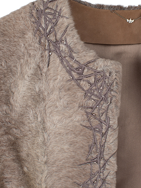 Beige Caracul Embroidered Vest, 3 Beige Caracul Embroidered Vest, 3
