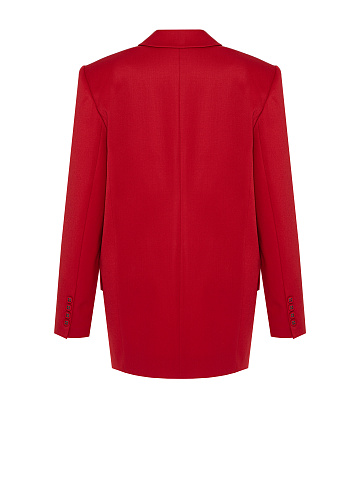 Red Double Breasted Wool Jacket, 2