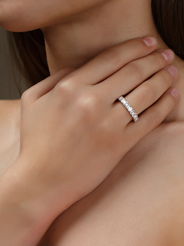 Emerald Cut Diamond & White Gold Ring, 2