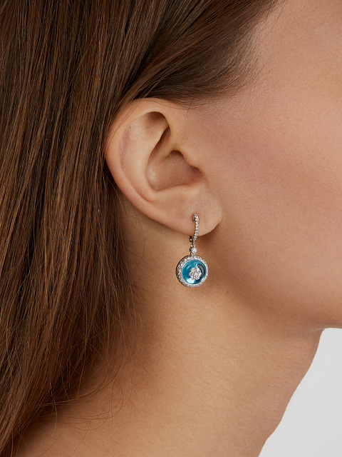 White Gold Diamond Quartz Earrings, 4