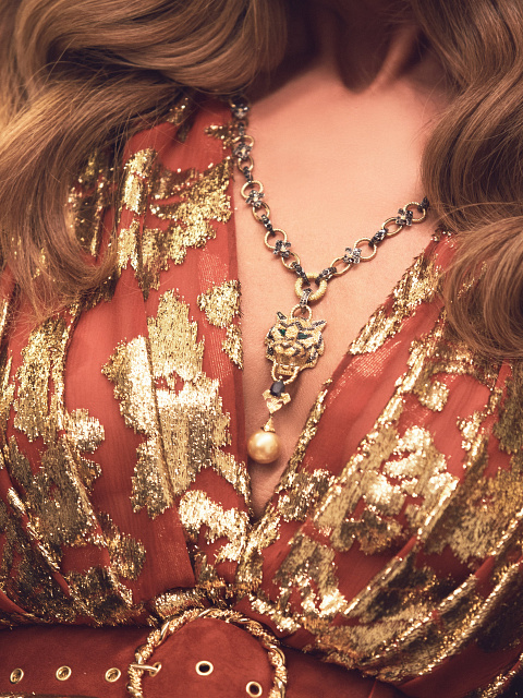 Gold, Diamonds & Pearl Tiger Necklace, 10