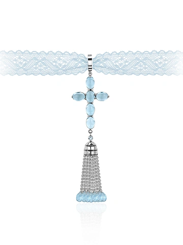 Oval Topaz Sky & White Gold Pendant , 1