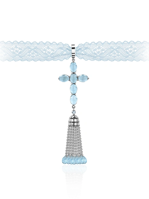 Oval Topaz Sky & White Gold Pendant , 1