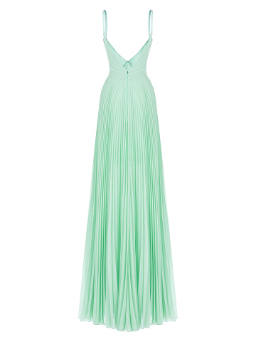 Light Green Pleated Chiffon Maxi Dress, 2