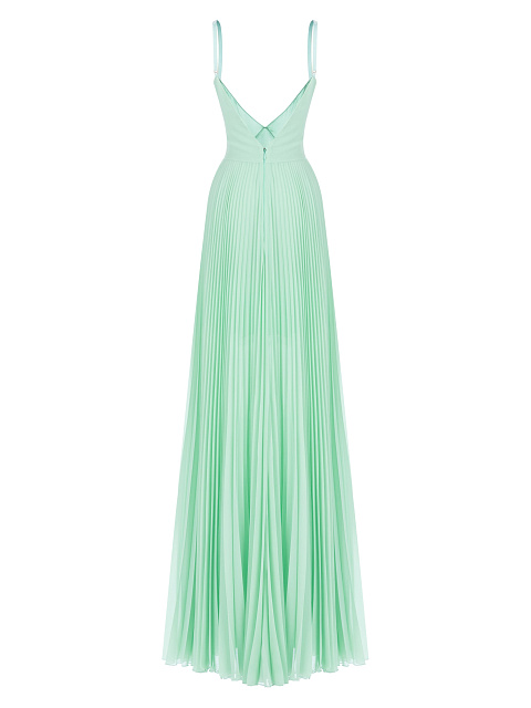 Light Green Pleated Chiffon Maxi Dress, 2