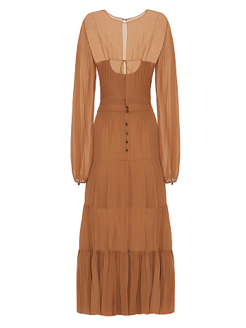 Brown Silk Midi Dress, 2