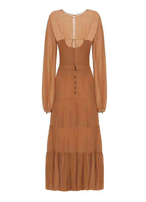 Brown Silk Midi Dress, 2