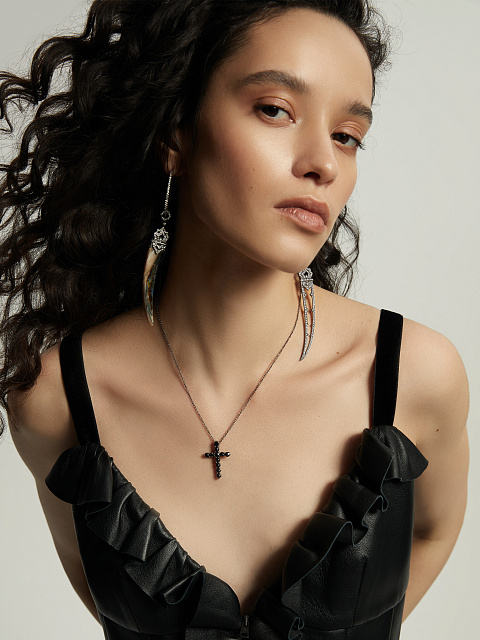 Black Gold, Mother-of-pearl & Diamonds Earrings, 3