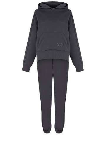Dark Grey Embroidered Cross Jersey Set, 1