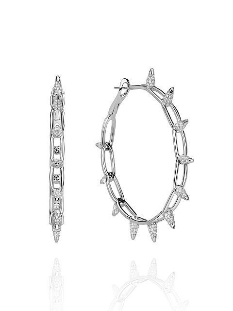 Round Diamond & White Gold Hoop Earrings, 1