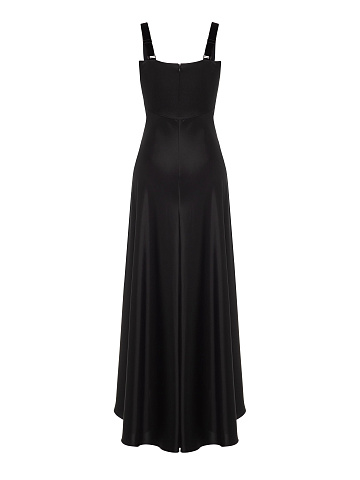 Black Silk Maxi Dress With Silver Rose, 2