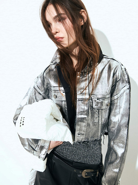 Silver Plated Black Denim Jacket, 4