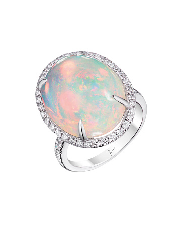 White Gold & Opal & Diamond Ring, 1