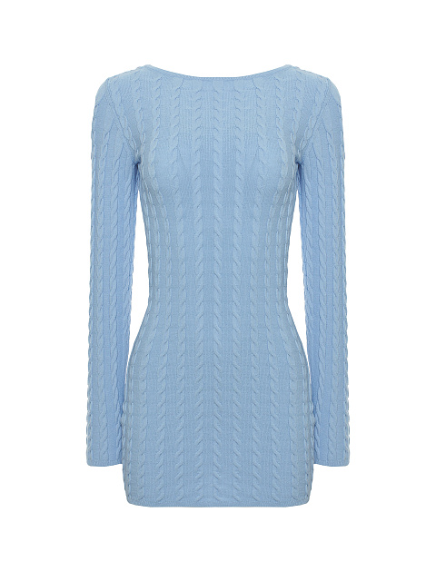 Blue knitted mini dress with open back, 1 Blue knitted mini dress with open back, 1