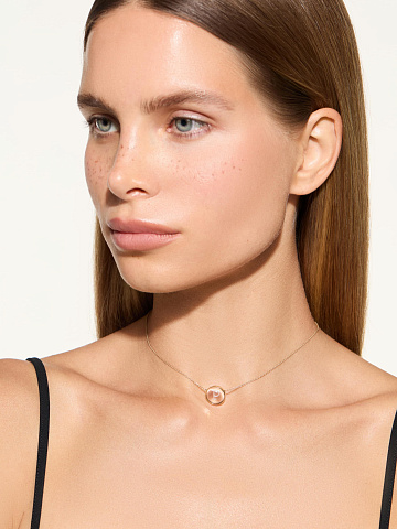 Yellow Gold & Rock Crystal Letter "P" Necklace, 2