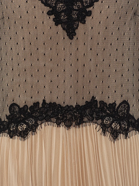 Beige Lace & Plisse Chiffon Midi Dress, 3 Beige Lace & Plisse Chiffon Midi Dress, 3