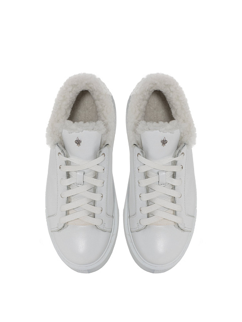 White leather sneakers with fur, 5