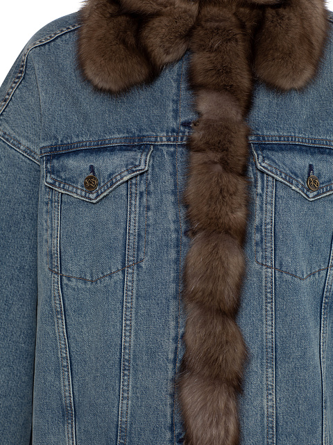 Blue Denim & Sable Fur Long Jacket, 4 Blue Denim & Sable Fur Long Jacket, 4