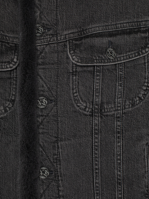 Dark Grey Denim & Mink Fur Jacket, 3