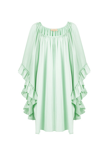 Mint Rayon Ruffled Mini Dress, 1