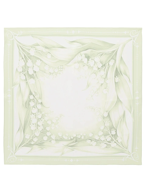 Green Lily Of The Valley Printed Silk Scarf, 2 Green Lily Of The Valley Printed Silk Scarf, 2