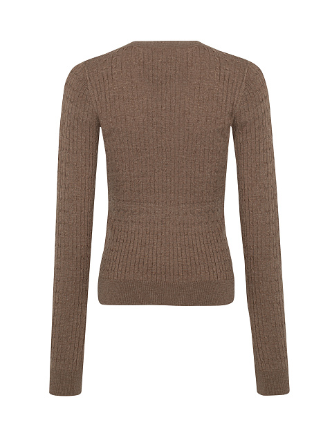 Brown Braided Cashmere V-neck Sweater, 2 Brown Braided Cashmere V-neck Sweater, 2