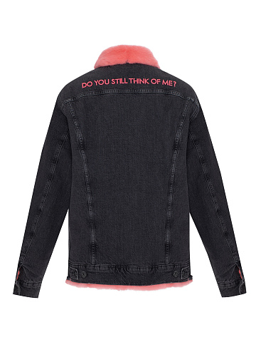 Black Denim & Pink Mink Fur Jacket, 2