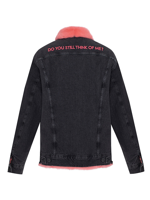 Black Denim & Pink Mink Fur Jacket, 2 Black Denim & Pink Mink Fur Jacket, 2