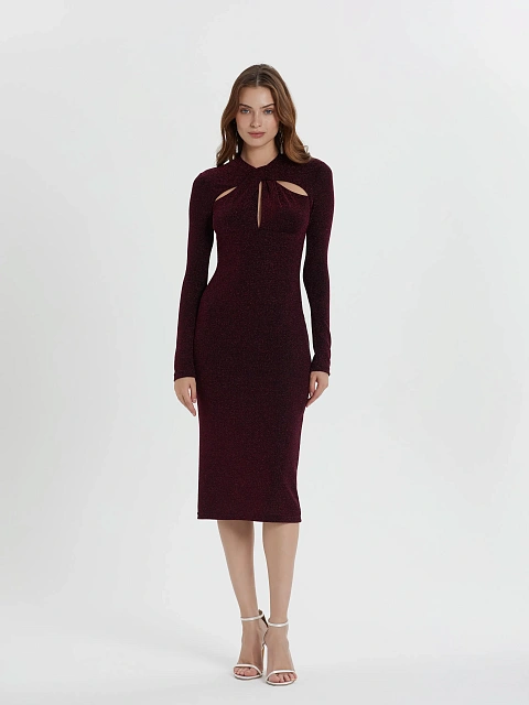 Bordeaux Lurex Jersey Midi Dress, 4 Bordeaux Lurex Jersey Midi Dress, 4