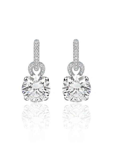 White gold earrings with round-cut diamonds, 1