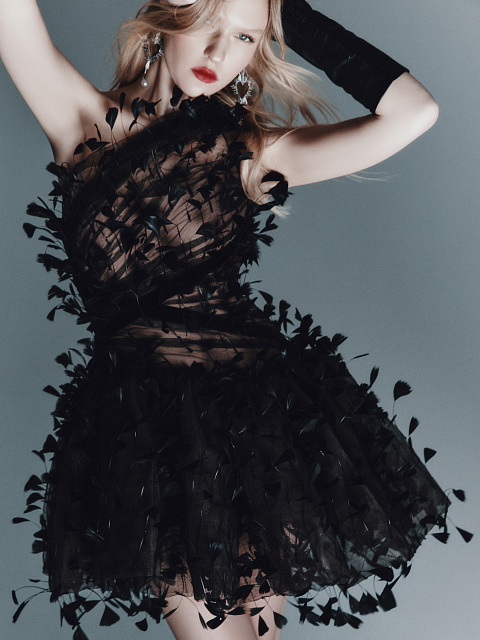 Black Feather Mesh Mini Dress, 5 Black Feather Mesh Mini Dress, 5