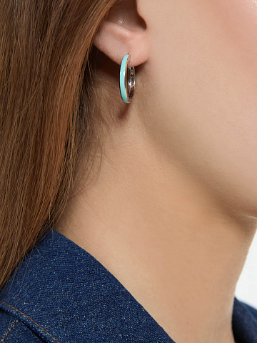 Small white gold hoops with Paraiba Color enamel, 1