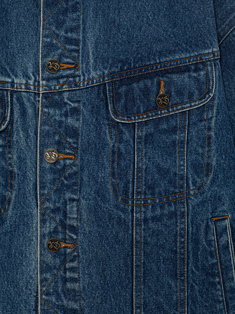 ​​Blue Denim Jacket With Snake Embroidery, 3