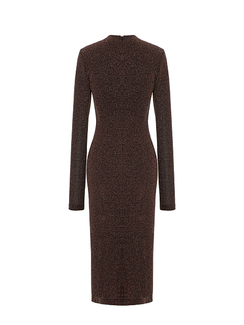 Brown Lurex Jersey Midi Dress, 2 Brown Lurex Jersey Midi Dress, 2