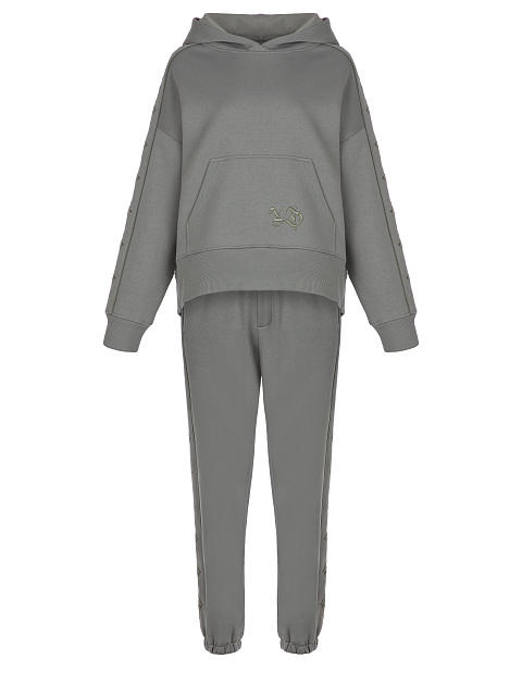 Grey Jersey Set With Green Embroidery, 1 Grey Jersey Set With Green Embroidery, 1