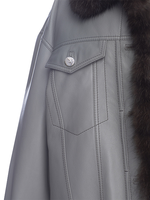 Grey Sable Fur Leather Jacket, 4