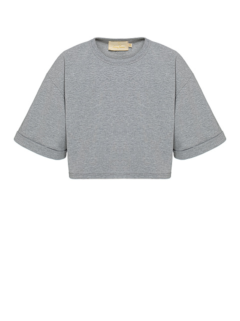 Gray cropped cotton T-shirt , 1 Gray cropped cotton T-shirt , 1