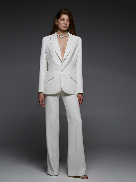 White Cut-out Cotton Pant Suit, 10 White Cut-out Cotton Pant Suit, 10