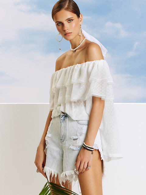 Light Blue Distressed Mini Shorts, 6