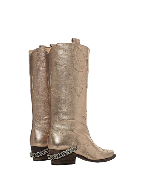 Gold Leather Cossacks With Chain, 3