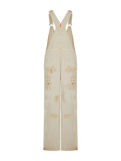 Beige Distressed Denim Jumpsuit, 2 Beige Distressed Denim Jumpsuit, 2