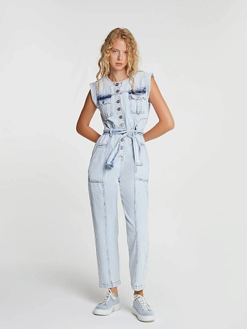 Light Blue Denim Jumpsuit, 2