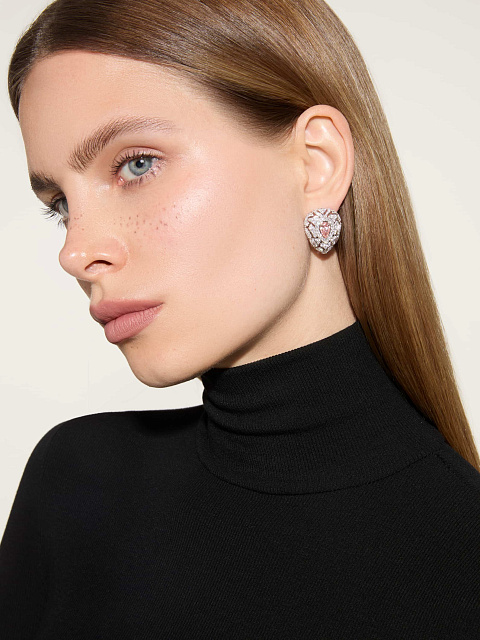 Tassel earrings in white gold with a pink diamond, 4 Tassel earrings in white gold with a pink diamond, 4