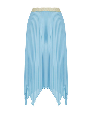 Light Blue Pleated Asymmetric Midi Skirt, 2
