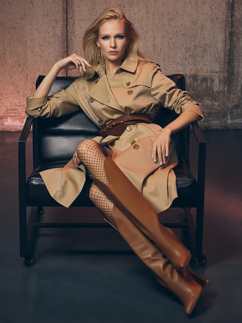 Brown Leather Heeled Tall Boots, 5