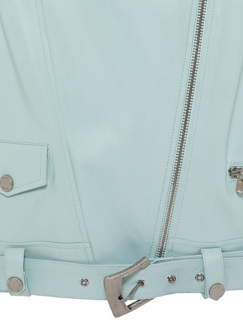 Voluminous Turquoise Biker Jacket With Spikes, 3