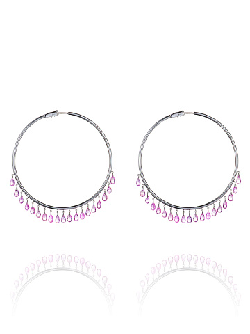 Hoops made of blackened gold with briolette-cut pink sapphires, 1